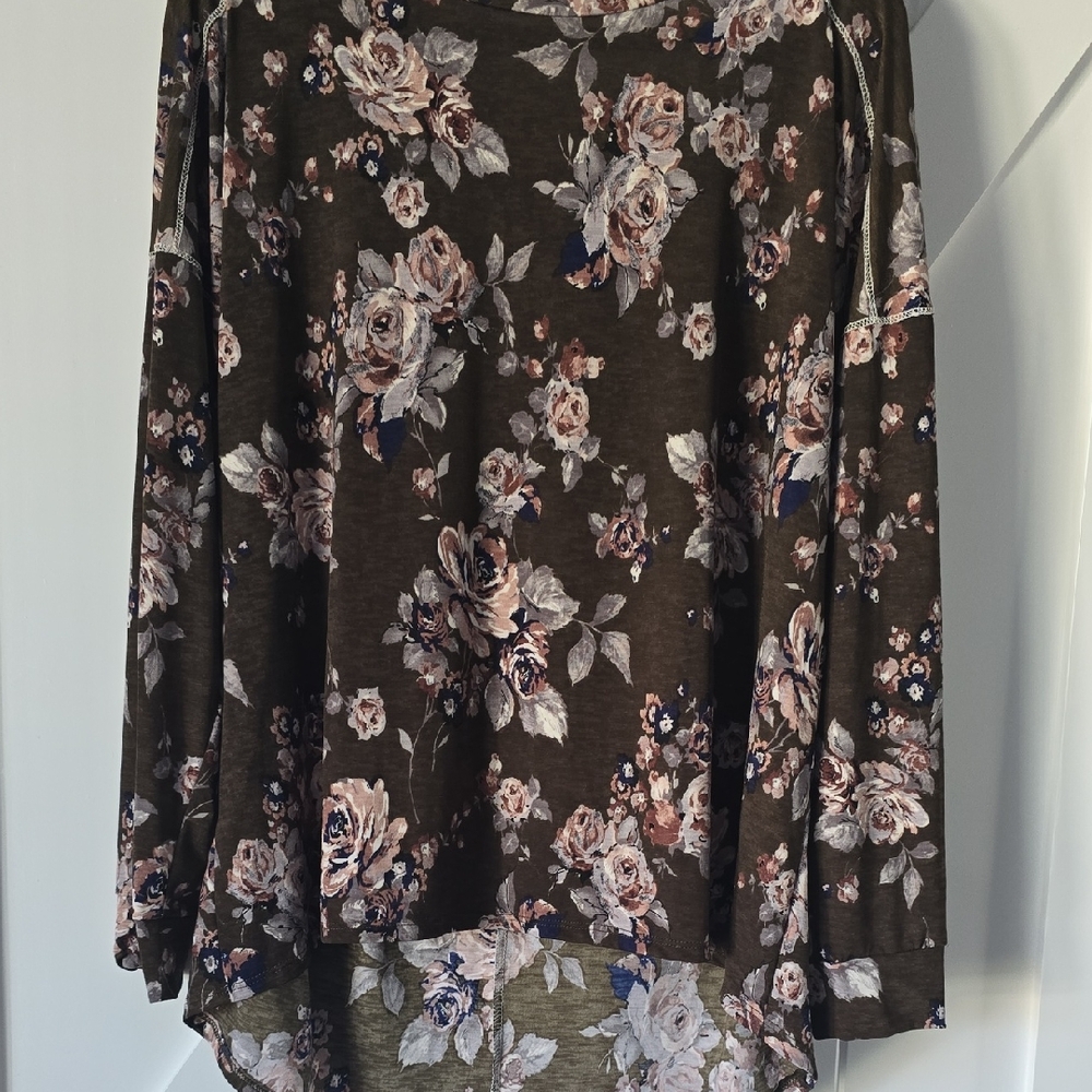 Sew In Love Floral Brown and Pink Top